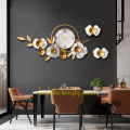 Light Luxury Wall Clock Metal Decorative Style Creative Flower Clock. 