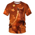 2021 fashion 3D glowing blue rose Wolf T shirt printed cool funny t shirt summer short sleeve o neck animal T-shirt male casual. 