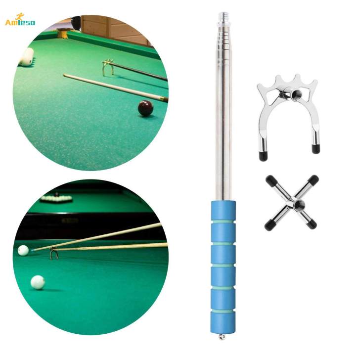Retractable Billiards Pool Cue Stick Anti Slip Handle Pool Cue Bridge Head 1 Rod Cross