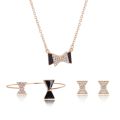 European and American source diamond bow three-piece necklace, earrings, bracelet, wedding accessories set.