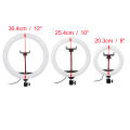 LED Studio Ring Light Dimmable Photoes Video Lamp Tripod Selfie Phone Holder - 8 inch. 