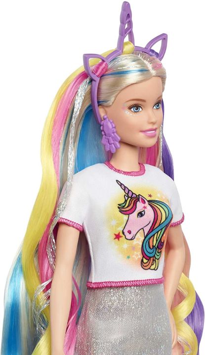 Barbie%20Fantasy%20Hair%20Doll,%20Blonde,%20with%202%20Decorated%20Crowns,%202%20Tops%20and%20Accessories%20for%20Mermaid%20and%20Unicorn%20Looks,%20Plus%20Styling%20Pieces,%20for%20Kids%20Ages%203%20to%207%20-%20Image%203