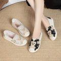 Spring New Beijing Traditional Cloth Shoes Women's Korean Style Slip-on Lazy Shoes Flat Canvas Shoes Women's All-Match Casual Shoes. 