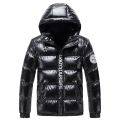 Letter Print Puffer Jacket for Men Winter Clothing Fashion Trend Bright Waterproof Padded with Hood Teen Fluffy Bubble Coat.
