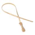 Women Elastic Waist Metal Chain, Stretch Dress Belt, Skinny Waistband for Women , Gold.