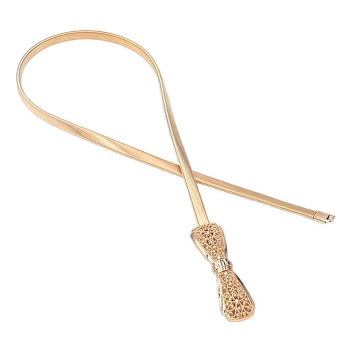 Women Elastic Waist Metal Chain, Stretch Dress Belt, Skinny Waistband for Women , Gold