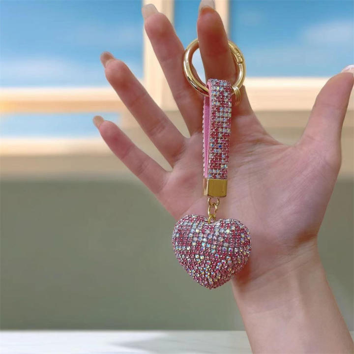 Sparkling Heart Keychain Luxury -Embellished Shining Key Ring Full