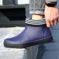 Korean version men's low-top rain boots, short tube rain boots, men's fashion galoshes, kitchen water boots, fishing rubber shoes, water shoes summer. 