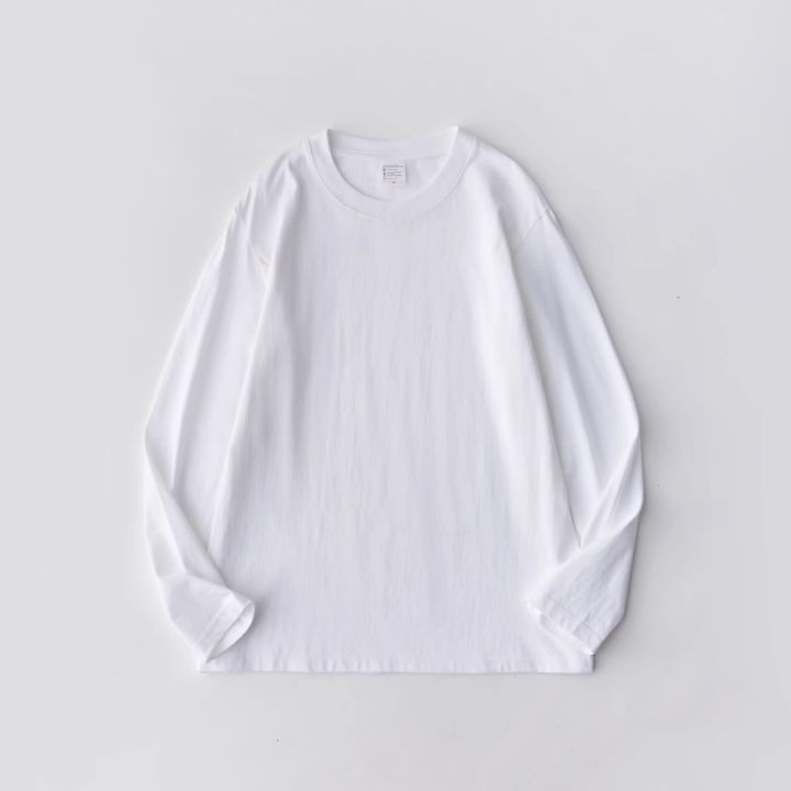 230%20Kedaifa%20Xinjiang%20Cotton%20Long%20Sleeve%20White%20T%20T-shirt%20Heavy%20Loose%20Men's%20and%20Women's%20Inner%20Wear%20Solid%20Color%20All%20Cotton%20Base%20T%20T-shirt%20-%20Image%205