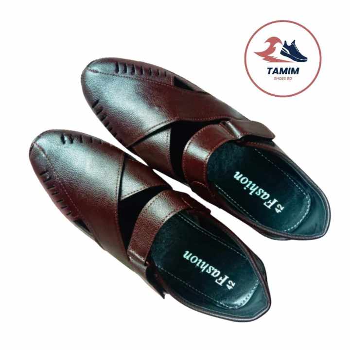 Top%20Saling%20Men's%20Stylish%20Faux%20Leather%20Sandal-Chocolate%20-%20Image%202