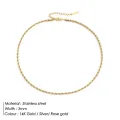 e-Manco 3/4MM 316L Rope Chain Necklace Stainless Steel Never Fade Waterproof Choker Men Women Jewelry Gold Color Chains Gif. 