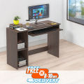 BLUEWUD Mallium Engineered Wood Study and Computer Laptop Table for Home or Office, WFH Desk with Keyboard Slider Storage Shelves for Adults Kids Students (Wenge). 