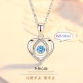High Quality 925 Silver Blue Heart-Beat Love Neckless for Girls. 