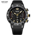 MEGIR Sports Chronograph Quartz Watches for Men Silicone Strap Wateproof Luminous Wristwatch Man Relogios Masculino 2106. 