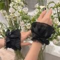 Floral Lace Cuffs Stretch Bracelet Lace Wrist Cuffs Short Sleeves Y2K Fashion Costume Accessory Black White.