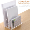 3 Sections Clear Acrylic File Holder Clear Acrylic Bookends Book Stands for Documents Letter Book.