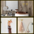 4 Pack Gold Bow-Knot Hooks Brass Bow Wall Hooks.