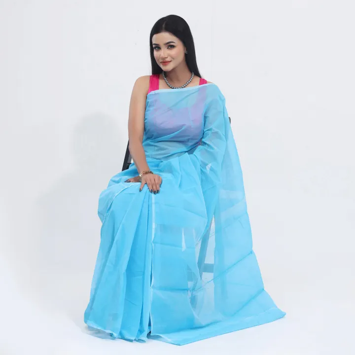 Japanese%20Half%20Silk%20Than%20Saree%20for%20Women%20-%20Sky%20Blue%20Color%20Flat%20Muslin%20Saree%20-%20Fashionable%20and%20Comfortable%20Outfit%20-%20Suitable%20for%20Any%20Season%20-%20Image%204
