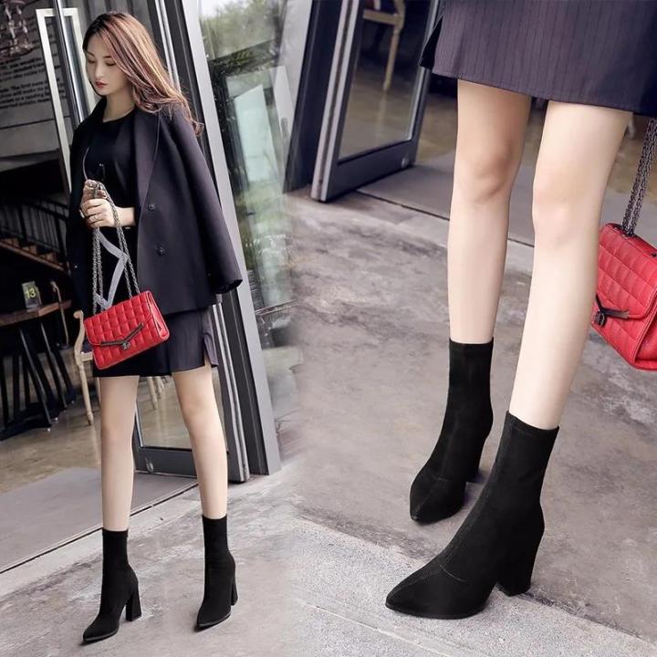 Ankle%20Chunky%20High%20Heel%20Sock%20Chelsea%20Boots%20Women%20Autumn%20Fashion%20Pointed%20Frosted%20Suede%20Short%20Boots%20Female%20Pumps%20Warm%20Boots%20-%20Image%207
