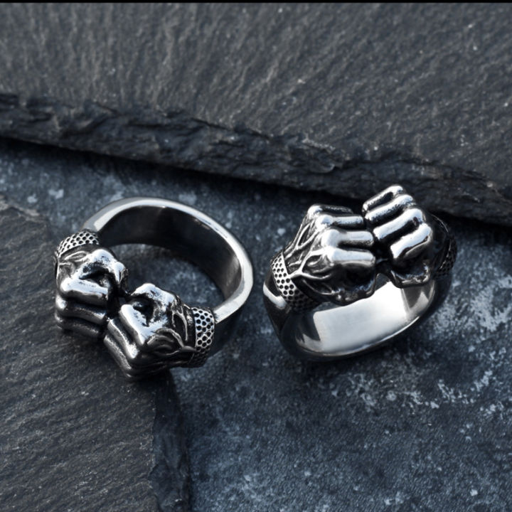 New heavy punch, personalized power fist ring, male hip-hop trendy ring, fitness hiphop street single