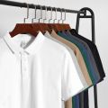 Xinjiang long-staple cotton 250g heavy dark green short-sleeved polo shirt for summer loose khaki lapel men's t-shirt. 