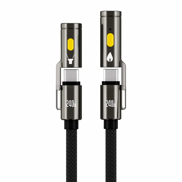 TUTI%20New%204%20in%201%20Fast%20Charging%20240W%20Type%20C2C%20Braided%20Cable%20for%20Laptop%20and%20Mobile%20with%20Flashlight%20&%20Lighter%20-%20Image%203