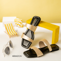 Hermizon Alice Golden / Brown Summer Women's Sandals/Slippers/Flats/Slip Ons. 