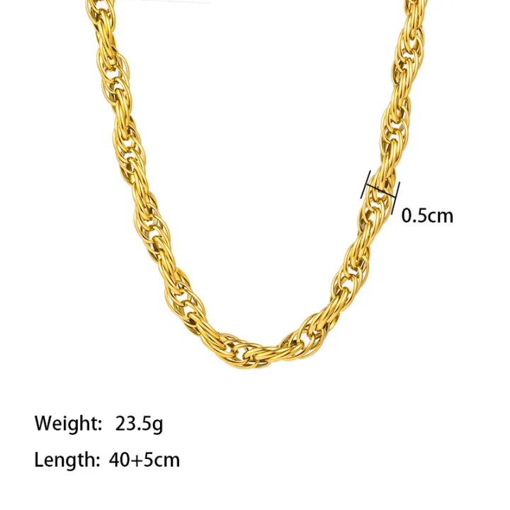 Plain%20Thick%20Gold%20316L%20Titanium%20Steel%20Men%20Women%20Twists%20Cuban%20Link%20Chain%20Necklace%20Bracelet%20Sets%20-%20Image%202