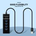 Portable Universal USB 3.0 -SuperSpeed 4 Ports Hub with LED Light Ultra Slim Splitter Adapter Cable for PC and Other Devices. 