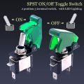 12V 20A Auto Car Boat Truck Illuminated LED Toggle Switch Control on/off with Safety Aircraft Flip up Cover Green. 