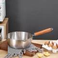 Stainless Steel Saucepan with Scale Wood Handle for Hotel Kitchen Camping Diameter 22cm. 