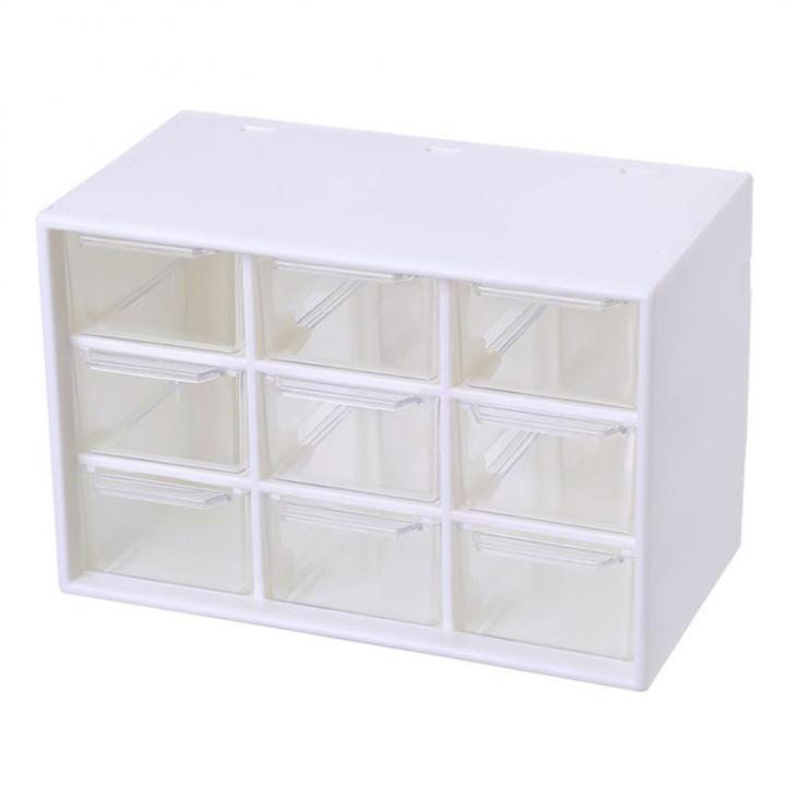 Drawers Storage Cabinet Organiser,Desktop Organizer with 9 Grad Mini Transparent Cabinets Drawers,Plastic Jewelry Box/Cosmetic