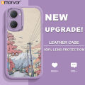 AMORVOR for Vivo Y03 Y18 Y18E Y18S 5G Back Cover PU Leather Comic Street Phone Case Soft Silicone Edge Phone Cover. 