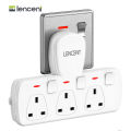 [SAFETY MARK] LENCENT 3 Way Extension Multiple Socket 3 in 1 UK Plug Wall Plug with Individual Switches, 3 Outlets, Multi Plug Outlet, Power Plug Adapter, Charger Extension Type G. 