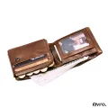 Avro Premium 100% Genuine Cow Leather Trifold Wallet Vintage Multi-Card Slot With Coin Pocket Black Export Quality Money Bag For Men.