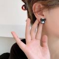 Square Crystal Stud Earrings - French Vintage - Black BowKnot Drop Earrings - Sweet - Temperament - Weddings, Festivals Jewelry Accessories. 