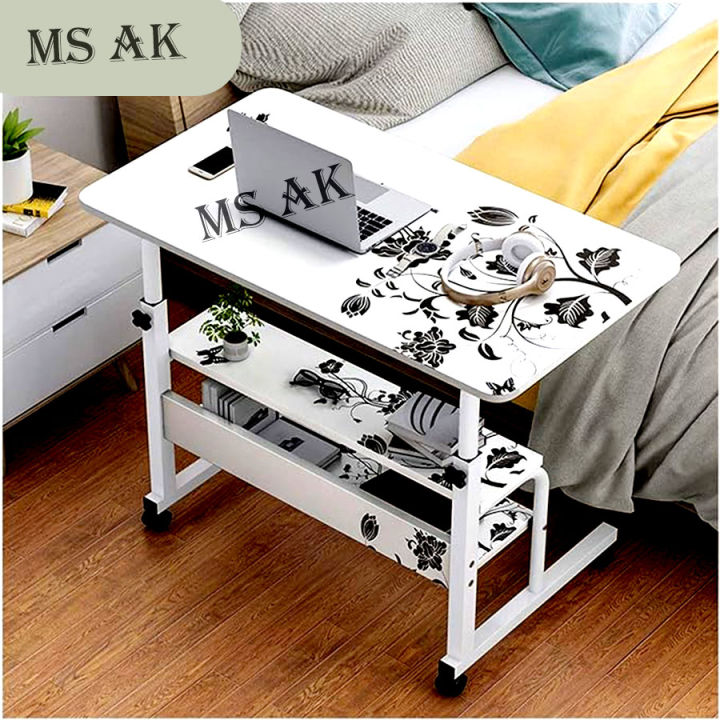Double Layer Adjustable Reading Table (Moveable & Height Adjustable Laptop Table with 2 Shelves / Study Table / Side Table)