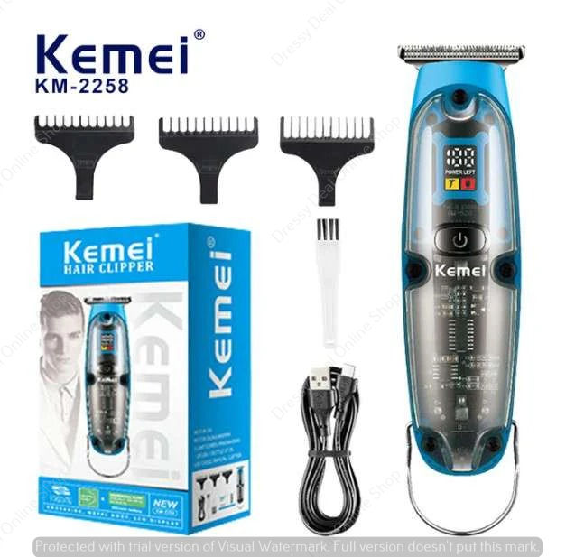 Kemei Professional Electric Trimmer Rechargeable Cordless Hair Clipper for Men Salon Barber Hair Cutting Machine km-2258