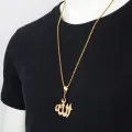 Vintage Muslim Islam Pendant Necklaces Stone Crystal Chain Necklace Religious Jewelry Men. 