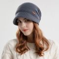 Autumn Winter Soft Plush Knitted Hat Women Girl Warm Thickened Fleece Lined Beanies Short Brim Casual Outdoor Windproof Bonnet.