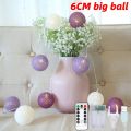 6CM Led Fairy Lights String Cotton Ball Garden Garland Curtain Bedroom Lamp Chain New Year Christmas Home Decor Outdoor Lighting--A161--7.5M50LED Control. 