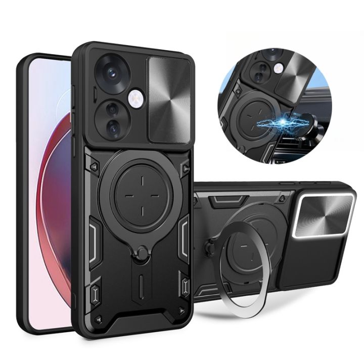 Reno11F 5G Case Shockproof Armor Magnetic Ring Slide Camera Protect Funda For OPPO Reno 11F 11 F Reno11 F 5G CPH2603 Back Cover