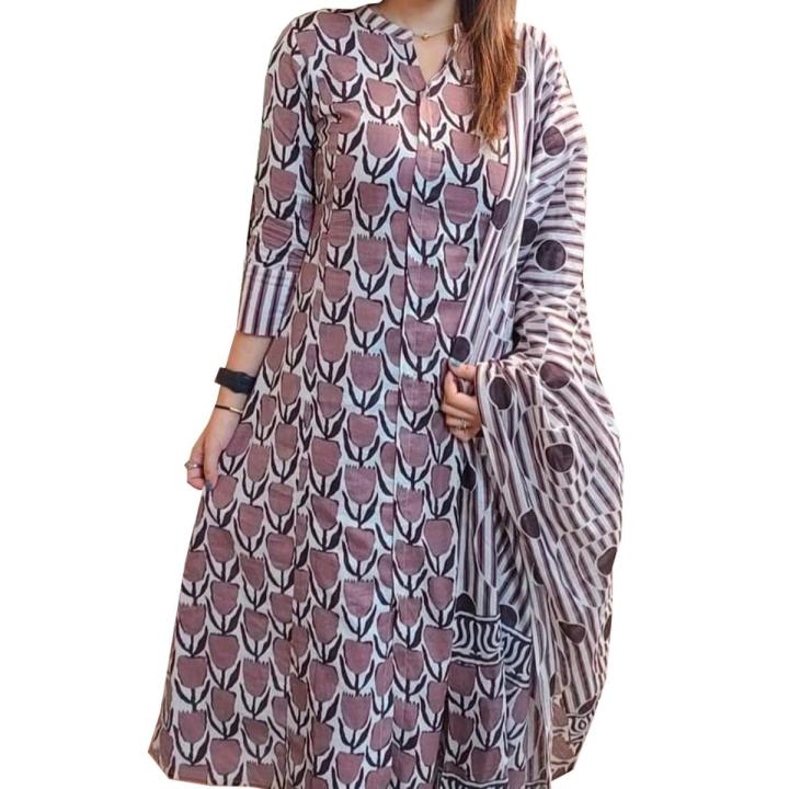 Unstitched Skin Print Cotton Three Piece For Woman