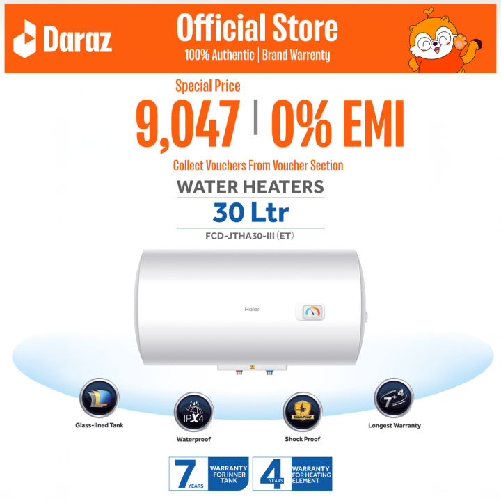 Haier 30 Liters Water Heater/Geyser (Horizontal) (ES30H-CK3(BD)) * Free Installation [Connecting Pipe Not Included]