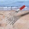 Claw Rake Handled Shells Clam Digger 5 Prongs Long Handle Clamming Claw Bonsai Hook Rake for Weeding Beach Clam Rakes Beach Digging Rake.