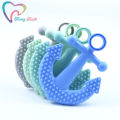2 PCS Boy Color Silicone Teether Anchor Pendants Silicone Beads Charms Nursing Baby Food Grade Ship Anchor Teether Teething Toys. 