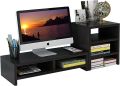 Computer Monitor Display Stand with Storage Rack 3 Shelf-Color White Black & Multicolor-HR Crafts. 