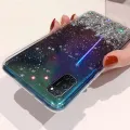 Back Cover For OPPO A92 Phone Case Glitter Silicone Soft Full Starry Sky String Glitter Transparent Space Stars Moon OPPO A92 Case. 