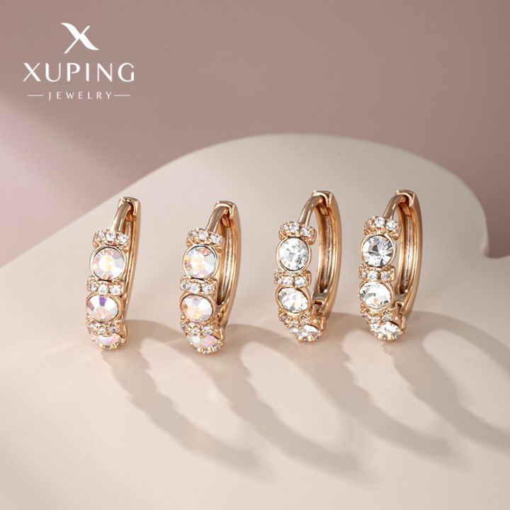 Xuping jewelry manufacturers wholesale fashion alloy earrings Korean niche single-row crystal hoop earring earrings