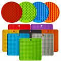 Mat For s s Slow Food Bowls Pet  Feeding Food Bowl Silicone  Feeding Lick Pad  Slow Feeders Treat Dispensing - Yellow Square. 